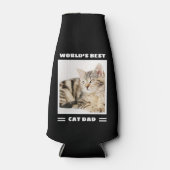 World's Cat最高のパパカスタム写真パーソナライズされた ボトルクーラー (正面)