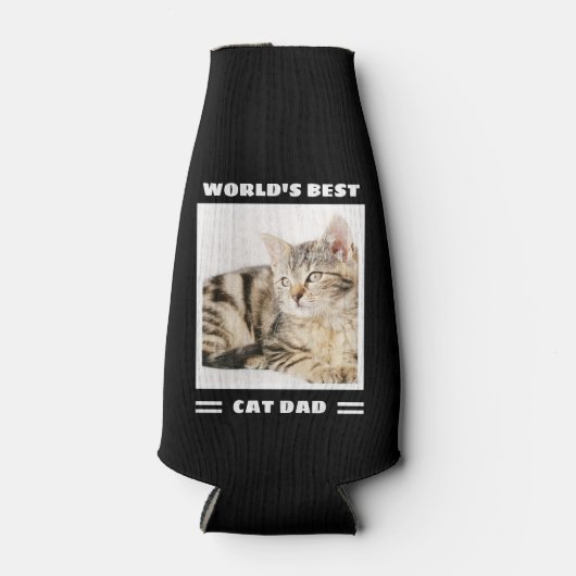 World's Cat最高のパパカスタム写真パーソナライズされた ボトルクーラー (正面)