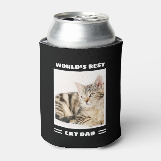World's Cat最高のパパカスタム写真パーソナライズされた 缶クーラー (缶正面)