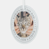 World's Cat最高のパパクラシックシンプル写真 ガラスオーナメント (正面左)