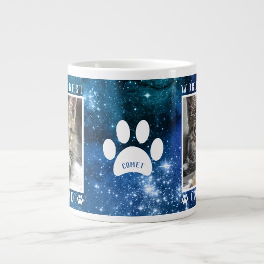 World's Cat最高のパパポーププリント名写真宇宙 ジャンボコーヒーマグカップ (正面)