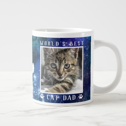 World's Cat最高のパパポーププリント名写真宇宙 ジャンボコーヒーマグカップ (右)