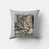 World's Cat最高のパパ手がグレーのペット写真をプリント クッション (裏面)
