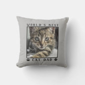 World's Cat最高のパパ手がグレーのペット写真をプリント クッション (正面)
