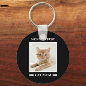 World's Cat 最高の Momのカスタム写真パーソナライズされた キーホルダー (正面)