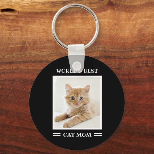 World's Cat 最高の Momのカスタム写真パーソナライズされた キーホルダー (正面)