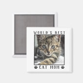 World's Cat 最高の Mom Paw Prints Photo Frame マグネット (正面/裏面)