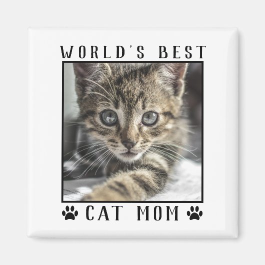 World's Cat 最高の Mom Paw Prints Photo Frame マグネット (正面)