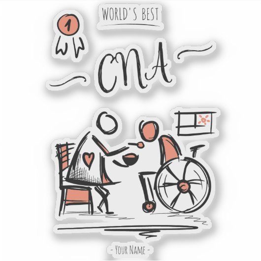 World's CNA -最高の認定ナースアシスタントギフト シール (正面)