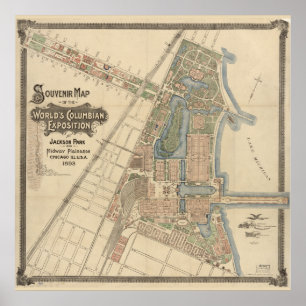 World's Columbian Exposition aの土産地図 ポスター