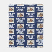 WORLDS DOG最高のパパ名前をカスタムする写真 フリースブランケット (正面)