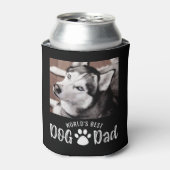 WORLD'S DOG最高のパパ2枚の写真ポープリントブラック 缶クーラー (缶正面)