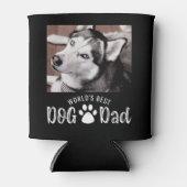 WORLD'S DOG最高のパパ2枚の写真ポープリントブラック 缶クーラー (正面)