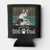 WORLD'S DOG最高のパパ2枚の写真ポープリントブラック 缶クーラー (裏面)