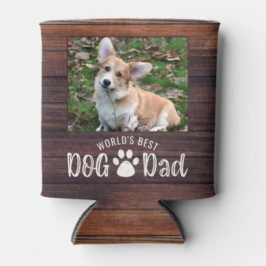 WORLD'S DOG最高のパパ2枚の写真ポー版木 缶クーラー (正面)