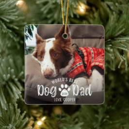 WORLD'S DOG最高のパパ2枚写真ポーPrint Keepsake セラミックオーナメント