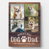 WORLDS DOG最高のパパ4フォトコラージュ素朴ウッド フォトプラーク (正面)