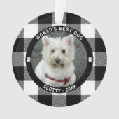 WORLD'S DOG最高の白黒バッファローチェック名 オーナメント (正面)