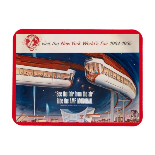 World's Fair Monorail, New York 1964ヴィンテージPostc マグネット (横)