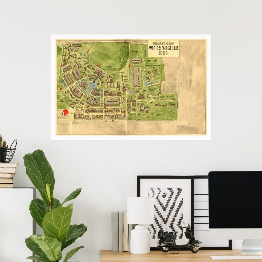 Worlds Fair St Louis Map 1904 ポスター (ホームオフィス)