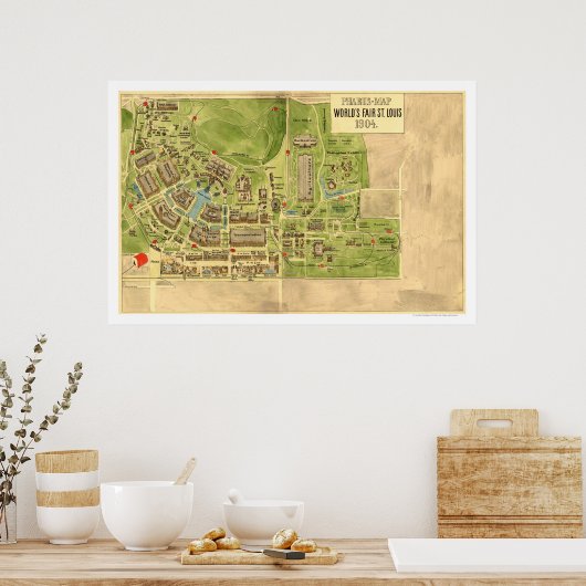 Worlds Fair St Louis Map 1904 ポスター (キッチン)