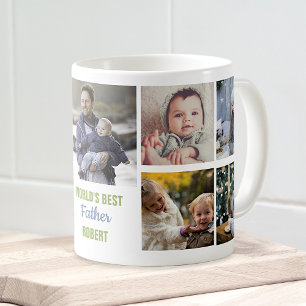 World's Father 最高の Instagram Photo Collage Name コーヒーマグカップ