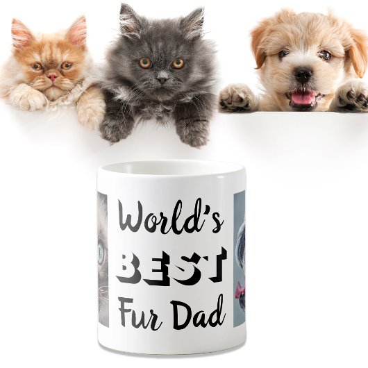 World's Fur最高のパパの写真パーソナライズされた コーヒーマグカップ