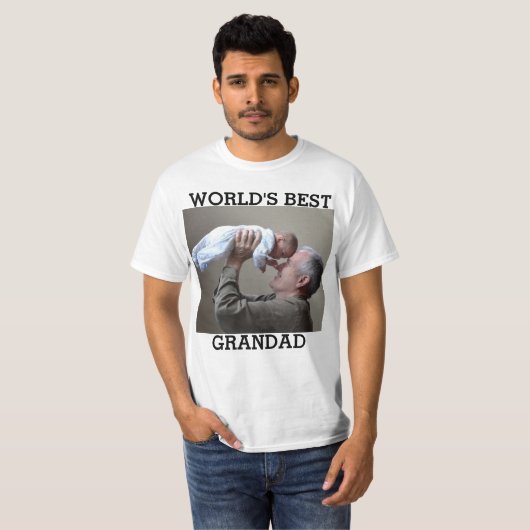 WORLD'S GRANDADの最高の写真カスタム自分で作成 Tシャツ (正面フル)