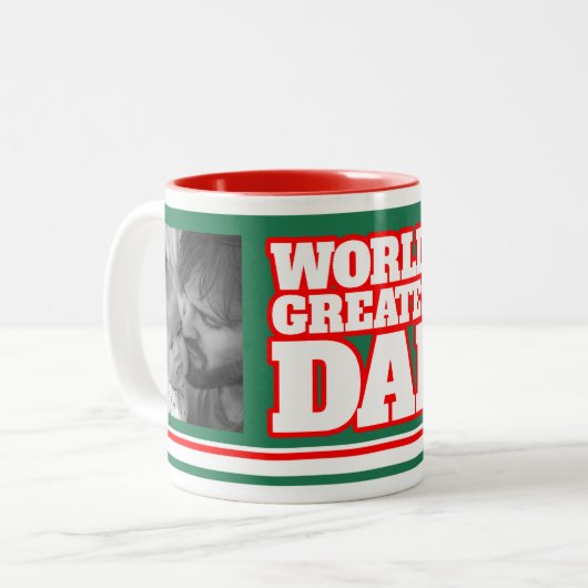 World's Greatestパパで写真を追加 ツートーンマグカップ (正面左)