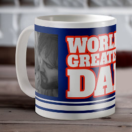 World's Greatestパパに2枚の青い赤い白の写真を追加 コーヒーマグカップ