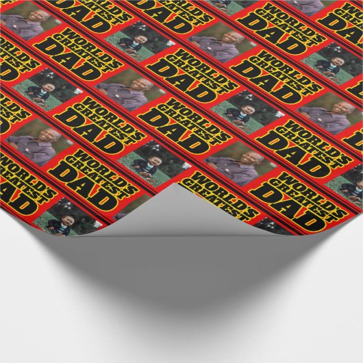 World's Greatestパパレッド独自の写真ラップを追加 ラッピングペーパー (角)