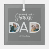 Worlds Greatestパパ2写真 ガラスオーナメント (正面)