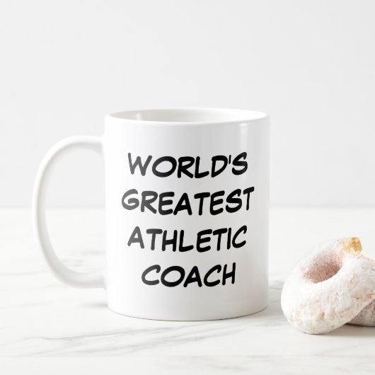 "World's Greatest Athletic Coach" Mug コーヒーマグカップ (ドーナツ)