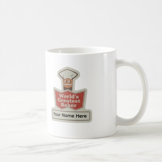 World's Greatest Baker Retro Cartoon Custom Mug コーヒーマグカップ (右)