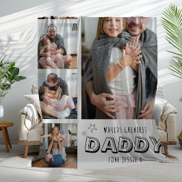 Worlds Greatest Daddy Trendy Photo Strip フリースブランケット