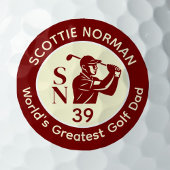 'World's Greatest Golf Dad' deep-red logo ゴルフボール