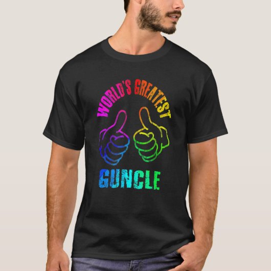 World's Greatest Guncle Rainbow Colors DISTRESSED Tシャツ (正面)