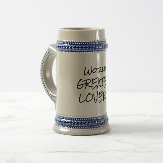 World's Greatest Lover Beer Stein - Romantic Quote ビールジョッキ (正面左)