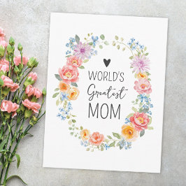 World's Greatest Mom Colorful Floral Mother's Day ポストカード
