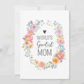 World's Greatest Mom Flower Wreath Mother's Day カード (正面)