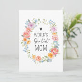 World's Greatest Mom Flower Wreath Mother's Day カード (スタンド正面)