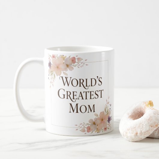 World's Greatest Mom mug | Floral ceramic coffee コーヒーマグカップ (ドーナツ)
