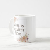 World's Greatest Mom mug | Floral ceramic coffee コーヒーマグカップ (正面左)