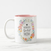 World's Greatest Mom Personalized Quote Floral ツートーンマグカップ (左)