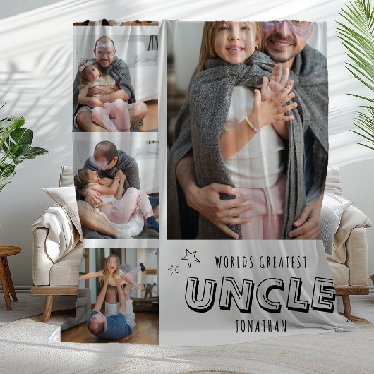 Worlds Greatest Uncle Trendy Photo Strip フリースブランケット