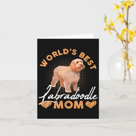 Worlds Labradoodle Mom Dog Funny  カード (黄色い花)