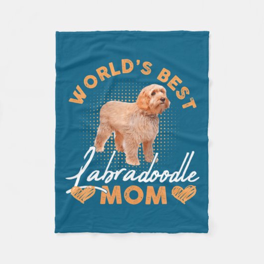 Worlds Labradoodle Mom Dog Funny  フリースブランケット (正面)