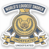 World's Loudest Snorer Frenchie Trophy Sticker シール (正面)