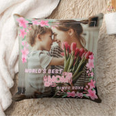 WORLD'S MOM EVER PHOTO最高のフローラカスタム文字 クッション (ブランケット)