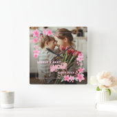 WORLD'S MOM EVER PHOTO最高のフローラカスタム文字 スクエア壁時計 (ホーム)